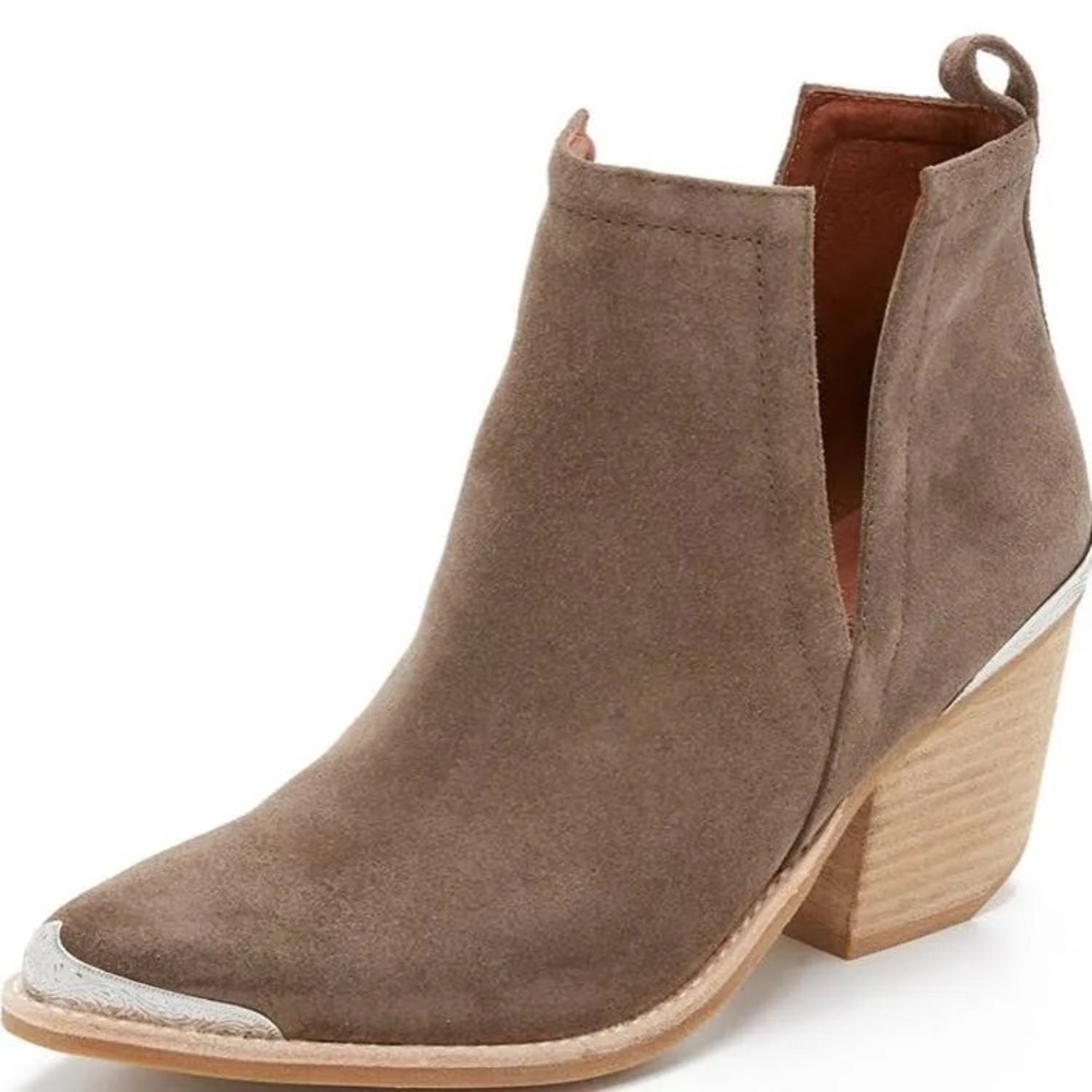 Jeffrey Campbell Cromwell Taupe Suede Cowboy Bootie sz 7.5